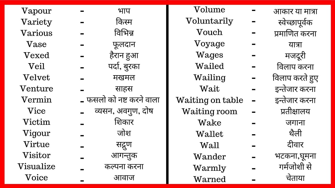 meaning in english to hindi